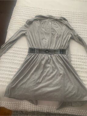 Vintage Grey Long-Sleeve Shirt with Beaded Waistband